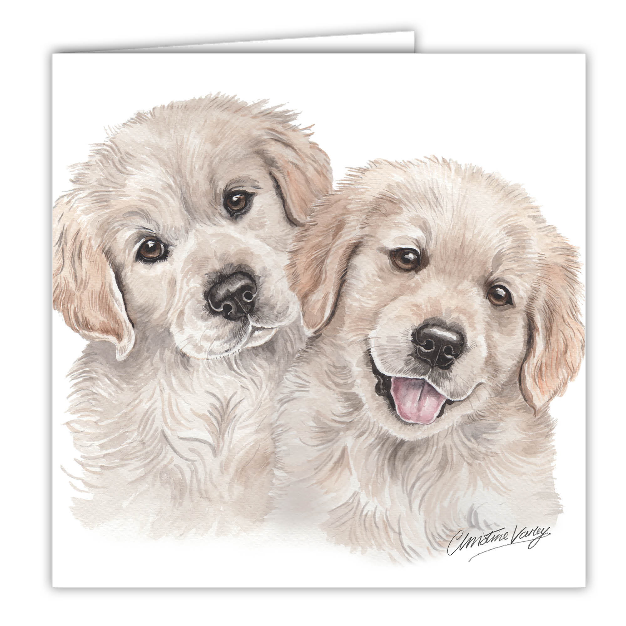 WaggyDogz Golden Retrievers Puppies Greetings Card