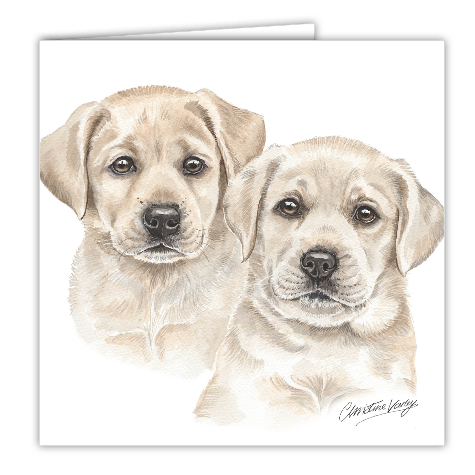 WaggyDogz Yellow Labrador Puppies Greetings Card