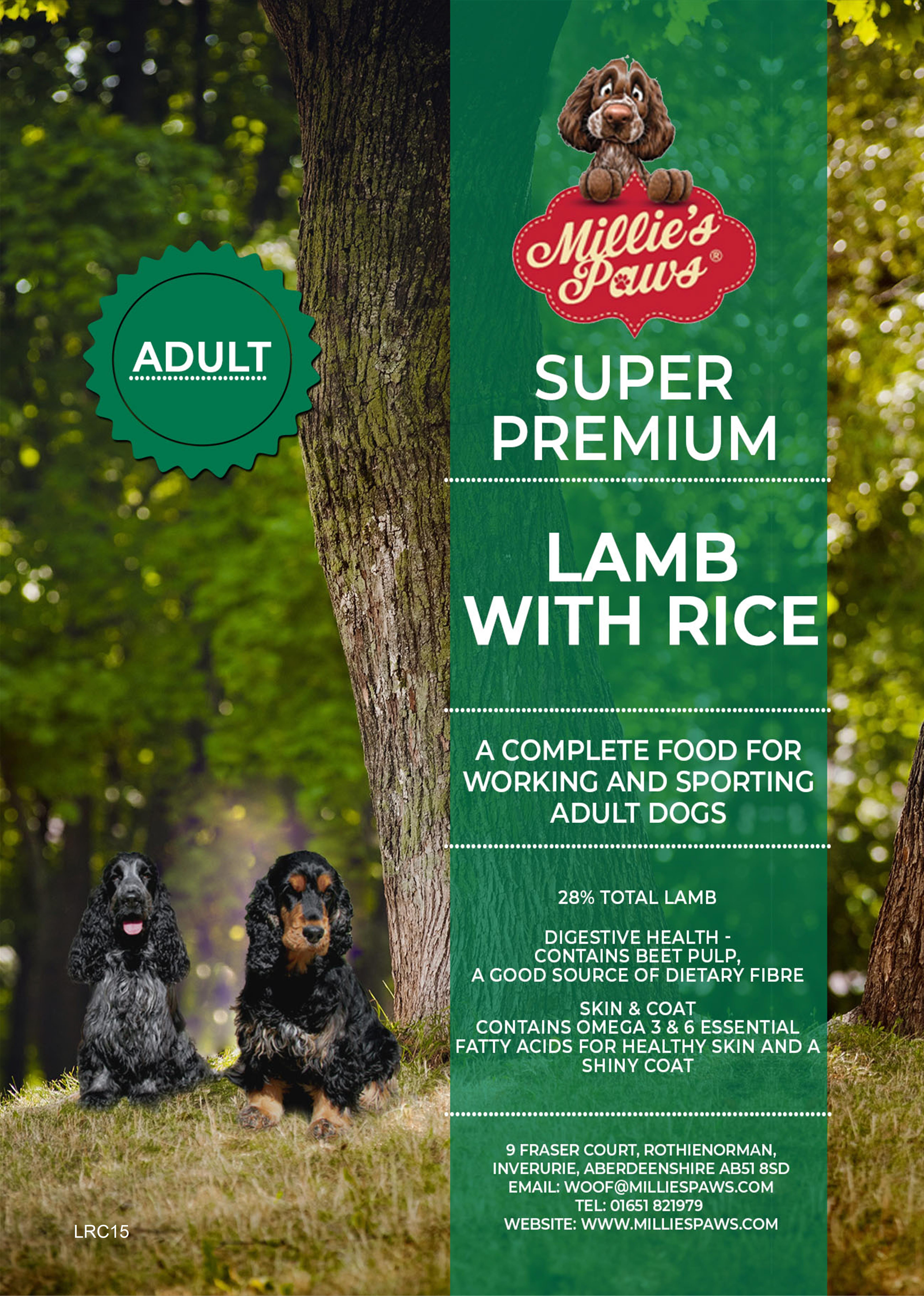 Millie's Paws Super Premium Lamb and Rice 15kg