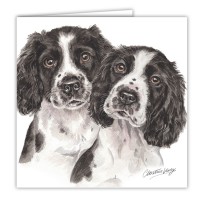 WaggyDogz Black Springer Spaniel Puppies Greetings Card