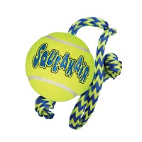 KONG Air Squeaker Tennis Ball with Rope Medium