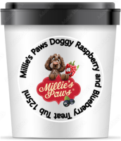 Millie's Paws Doggy Raspberry and Blueberry Treat Tub 125ml