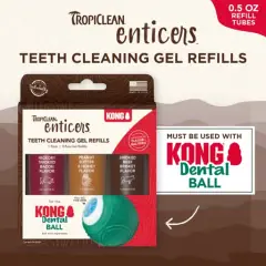 thumbnail-KONG TropiClean Enticers Teething Cleaning Gel Variety Pack For Dental Ball