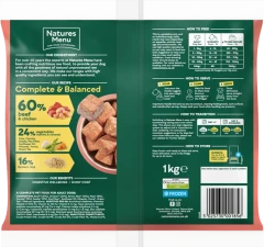 thumbnail-Natures Menu 60/40 Beef and Chicken With Vegetables and Brown Rice For Adult Dogs 1kg