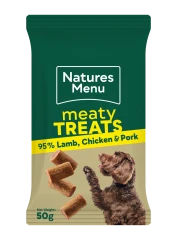 thumbnail-Natures Menu Real Meaty Treats with Lamb, Chicken and Pork 50g