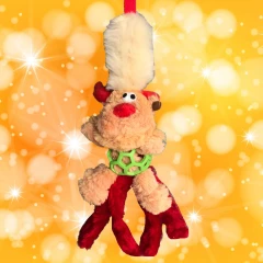thumbnail-Paws Made Christmas Edition Dog Toy Holee Lattice Ball Reindeer and Tails