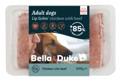 thumbnail-Bella and Duke Adult Working Dog Raw Lip Lickin' Chicken With Beef 500g