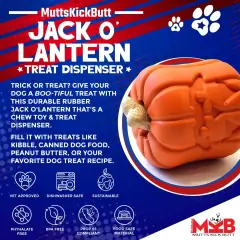 thumbnail-SodaPup Jack O' Lantern Durable Rubber Chew Toy And Treat Dispenser