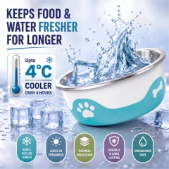 thumbnail-ThermaCool Dog Bowl in Azure Blue