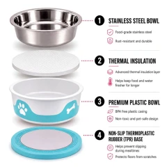 thumbnail-ThermaCool Dog Bowl in Azure Blue
