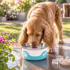 thumbnail-ThermaCool Dog Bowl in Azure Blue