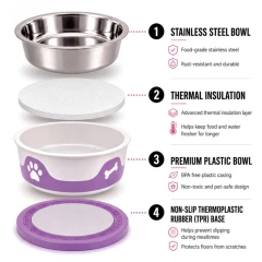 thumbnail-ThermaCool Dog Bowl in Grape