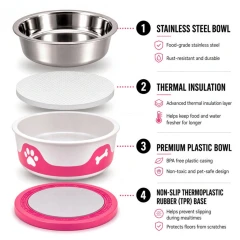thumbnail-ThermaCool Dog Bowl in Hot Pink