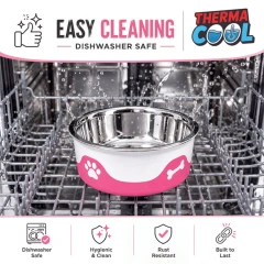 thumbnail-ThermaCool Dog Bowl in Hot Pink