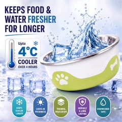 thumbnail-ThermaCool Dog Bowl in Olive Green