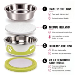 thumbnail-ThermaCool Dog Bowl in Olive Green