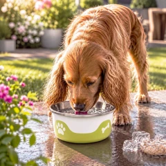thumbnail-ThermaCool Dog Bowl in Olive Green