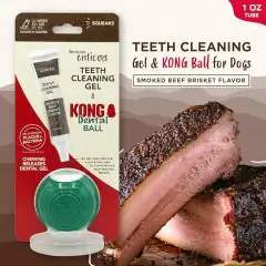 thumbnail-KONG TropiClean Enticers Dental Ball Kit Smoked Beef Brisket Flavour