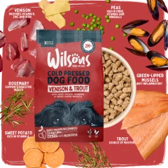 thumbnail-Wilsons Venison and Trout Premium British Cold Pressed Dog Food