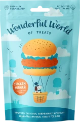 thumbnail-Wonderful World of Treats Burger Flavoured Dog Treats 50g