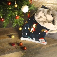 thumbnail-Smart Choice Christmas Dog Print Sherpa Pet Blanket